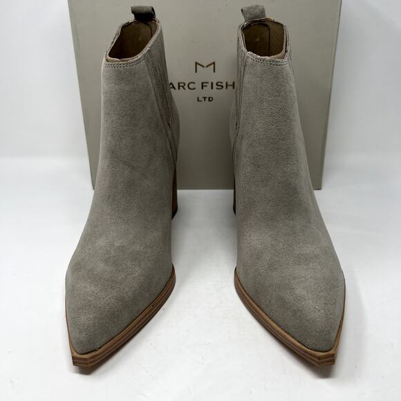 Marc Fisher LTD Orlanda Grey Suede Leather Block Heel Womens Bootie 10M New - Picture 4 of 11